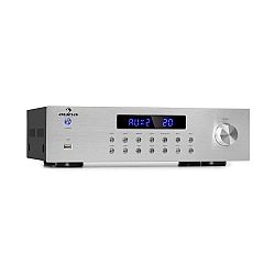 Auna AV2-CD850BT, 4-zónový HiFi stereo zesilovač, 8 x 50 W RMS, bluetooth, USB, FM, stříbrný