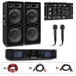 Auna Pro PW-2222 MKII, PA karaoke sada, zesilovač, 2 pasivní PA reproduktory, mixér, 2 mikrofony