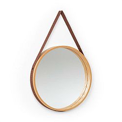 Besoa Lynn, nástěnné zrcadlo, 35,5 cm Ø, překližka, dubová dýha, plastový popruh, dřevo