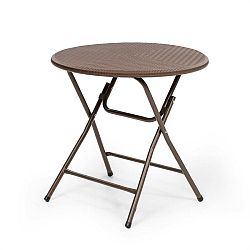 Blumfeldt Burgos round, skládací stůl, polyratan, 80 cm Ø plocha stolu, 4 osoby, hnědý