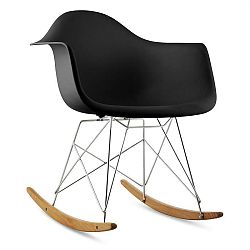 OneConcept Aurel, černá, houpací židle, retro, PP sedadlo, březové dřevo