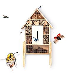 Blumfeldt Domeček pro hmyz, plechová střecha, včetně nožiček, celoročně obyvatelný, borovicové dřevo