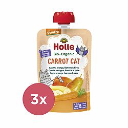 3x HOLLE Carrot Cat Bio pyré mrkev mango banán hruška 100 g (6+)